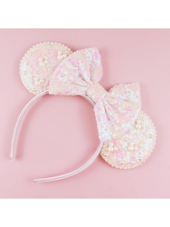Women 01-White Polyester Velvet Mickey Mouse Halloween Costume Headband main image 5